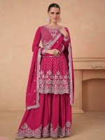 Rani Pink Premium Chinon Silk Sharara Suit